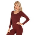 thumbnail image 4 of LiangRou Women's Scoop Neck Long Sleeve Ultrathin Modal Thermal Underwear Shirt / Top Dark Rosewood Medium, 4 of 6
