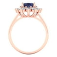 thumbnail image 4 of 2.72 ctw with Simulated Diamond Halo Accents Anniversary Ring for Women | Oval Cut Simulated Blue Sapphire | Hyperallergenic Solid 18K Rose Gold, 4 of 5