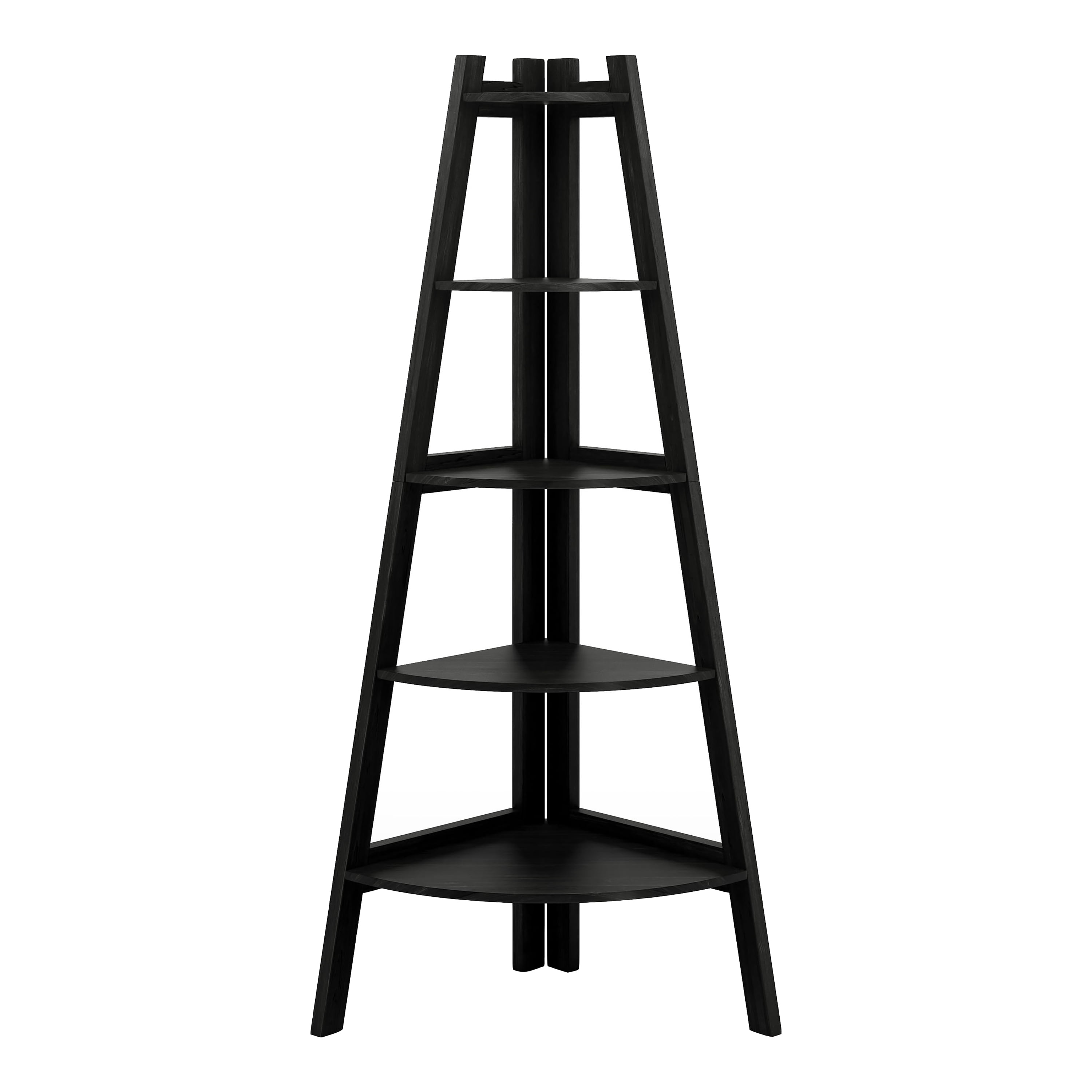 Furniture of America Reno Adult Modern 5-Shelf Corner Bookcase, Black