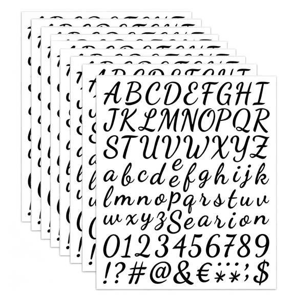 CCOCC 760Pcs 10 Sheets Self Adhesive Vinyl Letters Numbers Kit, Cursive Mailbox Sticker for Signs Window Door Cars Trucks Home 1Inch