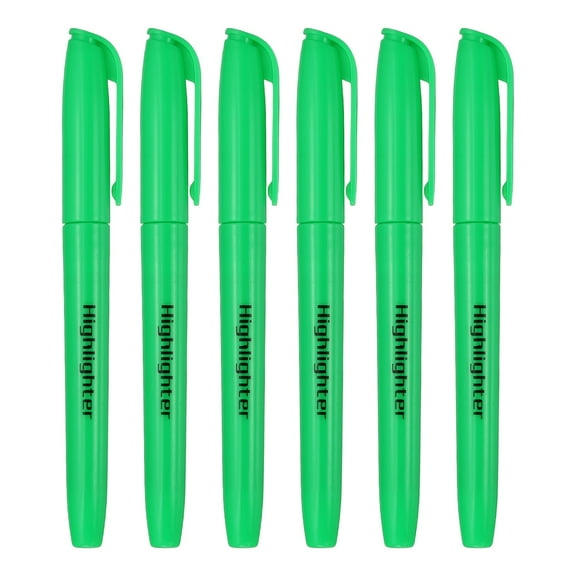 Uxcell Green Highlighter, 6 Pack High Lighters No Bleeds Highliters Pens Neon Clear View Bright Quick Dry Pocket Marker Pen Sticks Chisel Tip Cute for Books Office Adults Classroom