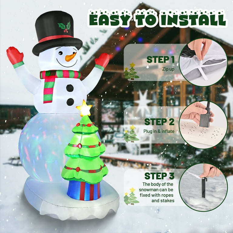 6FT Giant Santa Claus Christmas Inflatables with Sock, LED