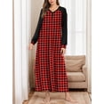 thumbnail image 2 of Oudiya Women Long Sleeve Nightgown V Neck Loungewear Button Full Length Sleepwear Nightshirt, M-3XL, 2 of 6