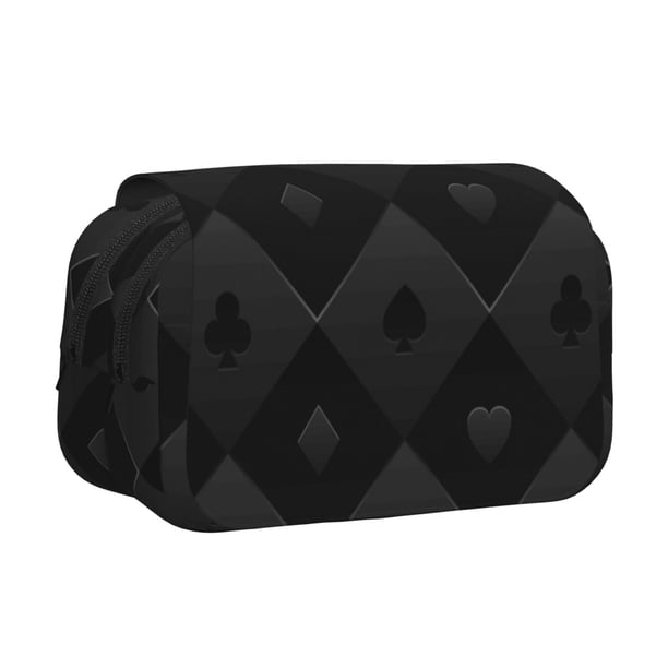 Disketp Black Poker Estuche de Lápices de Doble Capa con Tapa Abatible y Cremallera, Organizador Escolar para Adolescentes y Adultos