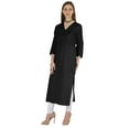 thumbnail image 4 of Phagun Indo WesternSolid Kurti For Women's V-Neck W/ Side Slit Indian Traditional Wear, 4 of 7