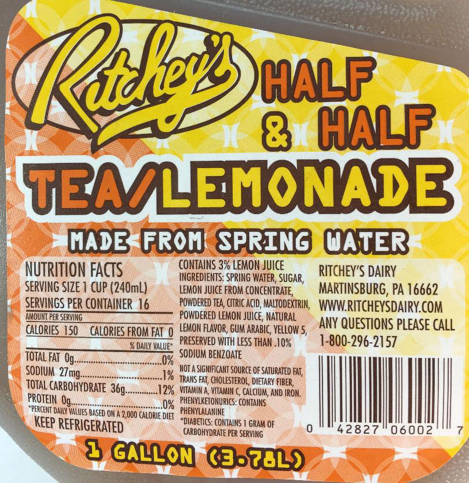 Ritcheys Half and Half Iced Tea, gallon