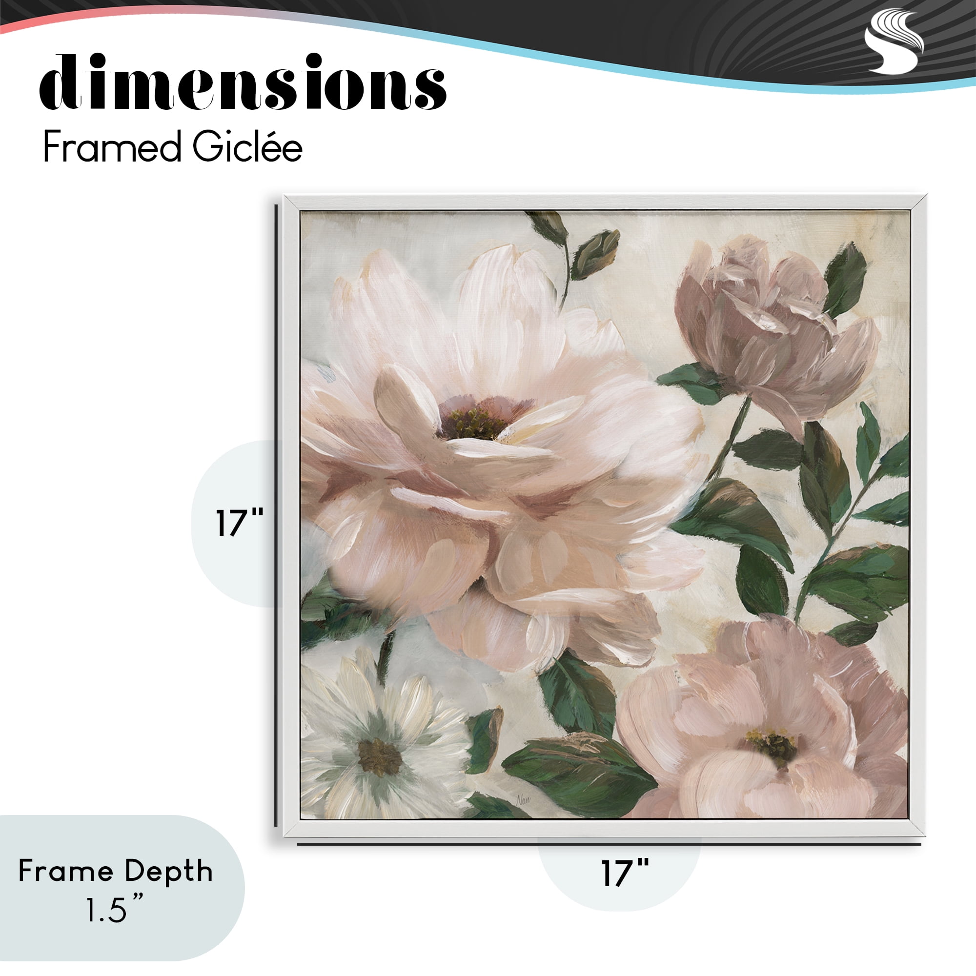 Stupell Industries Budding Blush Peonies & Leaves White Framed Giclee Art, design by Nan