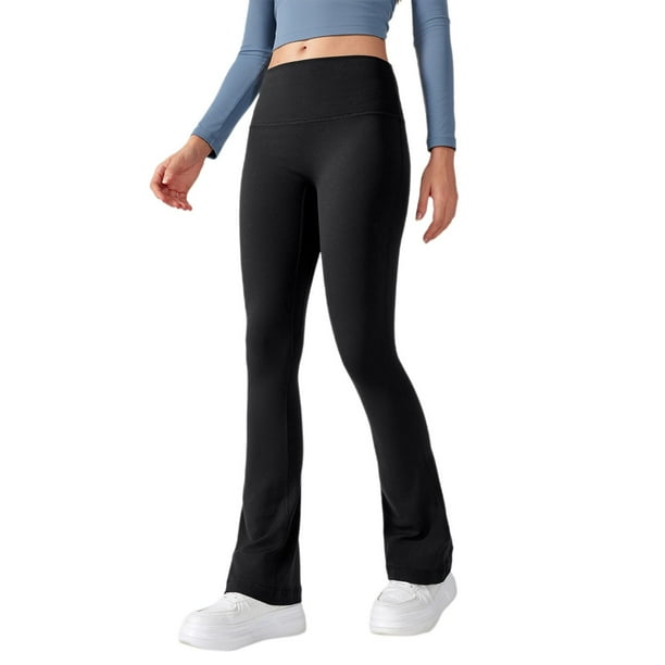 Pantalones deportivos de yoga: leggings acampanados de cintura alta, nailon y spandex, ropa deportiva elegante, cómodos y elásticos.
