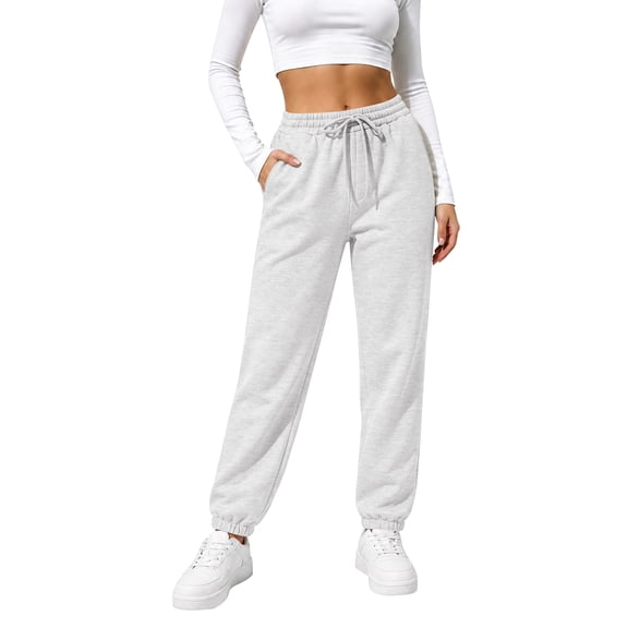 TEMOFON Women's Fleece Sweatpants Cuffed Jogger Soft Lounge Pants with Pockets Adjustable Drawstring for Casual Workout Running