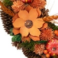 thumbnail image 5 of Northlight Shaved Wood Flowers with Gourds Small Artificial Fall Harvest Wreath - 13.25", 5 of 9