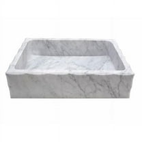 Eden Bath EB_S037CW-H Antique Rectangular Vessel Sink Honed White Carrara Marble