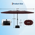 thumbnail image 5 of Kicctian 15FT Double-Sided Patio Umbrella with Solar LED Lights & Base, Extra Large Rectangle Market Umbrella Outdoor,  UV & Fade-Resistant, Ideal for Deck, Pool, Backyard, Garden, Claret, 5 of 8
