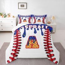 Manfei Personalized Initial Alphabet A 3-Piece Full Size Comforter Sets for Children Kids Boys,Baseball Print Bedding Comforter Set,Abstract Graffiti Splash Lightweight Bedding Sets