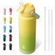thumbnail image 1 of Bjpkpk Botella De Agua Con Tapa De Pajita, Botellas De Agua Con Aislamiento Al Vacío De 24 Onzas, Termo De Acero Inoxidable De Metal Para Viajes Deportivos, Sin Bpa, A Prueba De Fugas, Termos, Vasos,, 1 of 5