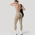 thumbnail image 6 of Women's Seamless High Waist Compression Leggings with Sculpting Back Detail and Stretch Knit Fabric - Medium, Ivory, 6 of 7