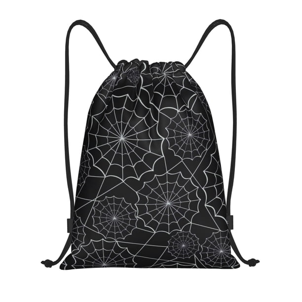 Fotbe Spider Web Black Bolsa Mochila con Cordón Estampada, Bolsa de Gimnasio Deportiva, Bolsa Cinch, Bolsa con Cordón para Hombres y Mujeres-Medium