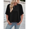 thumbnail image 5 of LEKODE Womens Summer Blouse Crewneck Basics Casual Work Tees Vintage Tshirts Loose Dressy Casual Tops Dressy Casual Short Sleeve Shirts Outfits Beach Vacation Clothes Black L, 5 of 9
