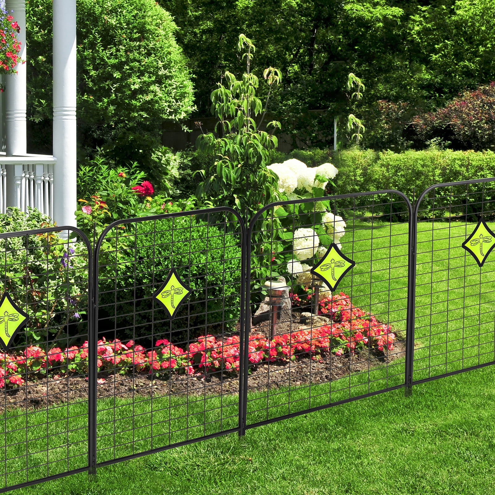 Yesurprise 8 Pack Decorative Garden Fence Outdoor 26.2”(L)X30.4”(H) Metal RustProof Wire Fence for Yard Landscape Patio Outdoor Decor Animal Barrier Garden Border Edging Flower Fence