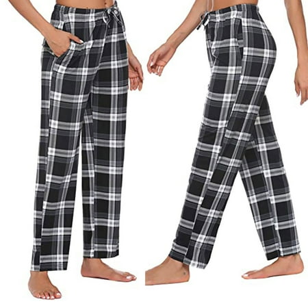 

Pxiakgy yoga pants Womens Casual Comfortable Plaid Prints Pajamas Wide Leg Pants Long Yoga Pants Grey + M