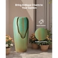 thumbnail image 2 of KFFKFF Outdoor Water Fountain, 30.71-Inch Tall Glazed Jar-Style with LED Light and Pump, 1-Tier Floor Standing Design for Garden, Patio, Yard, Home, and Indoor Spaces (Green), 2 of 8