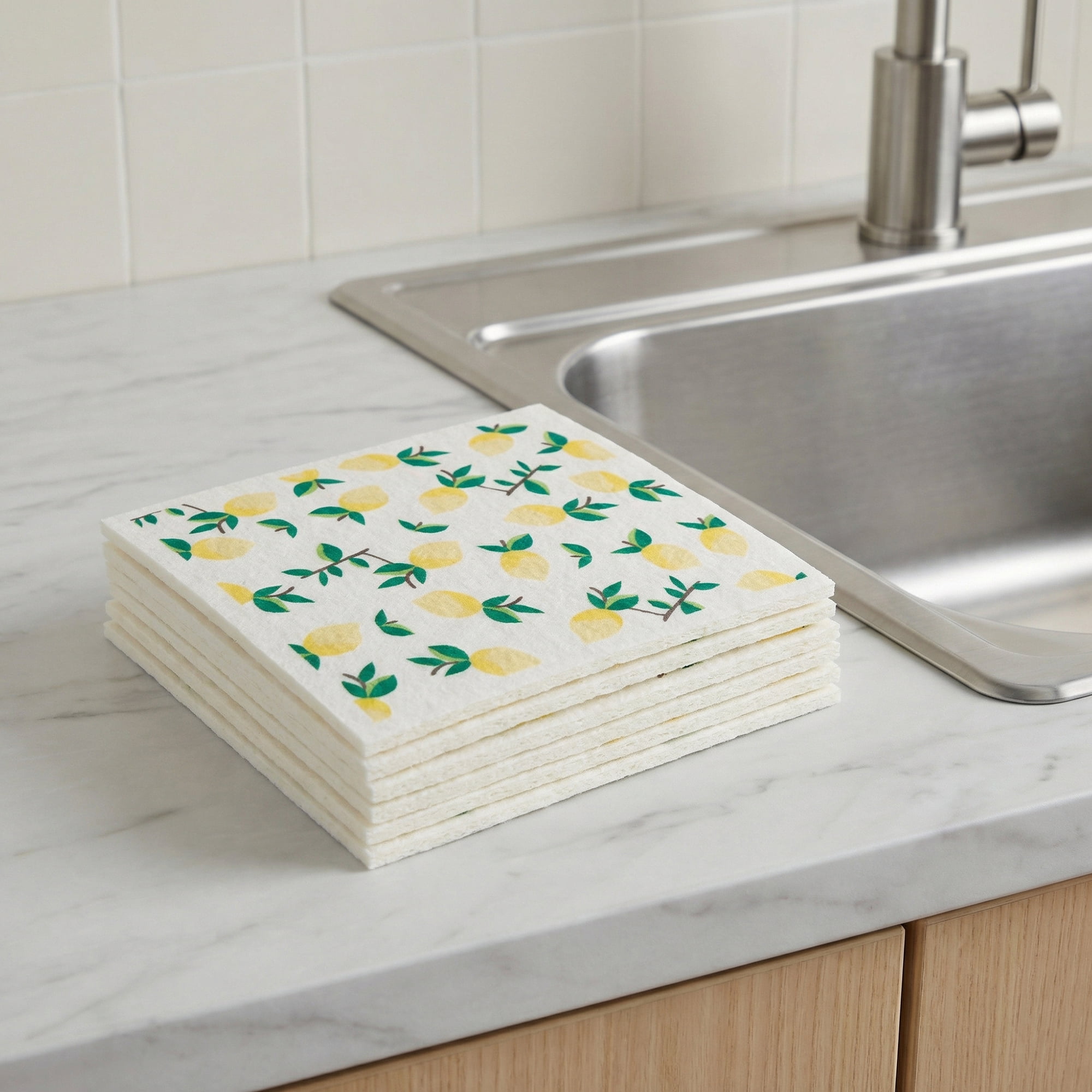Unique Bargains Reusable Swedish Dish Cloths Banana 6 Pack Lemon 8" x 7"