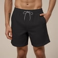 thumbnail image 2 of kamemir Shorts for Men Mens Cotton Linen Shorts Casual Drawstring Shorts Stretch Summer Beach Wear(Black,XL), 2 of 6