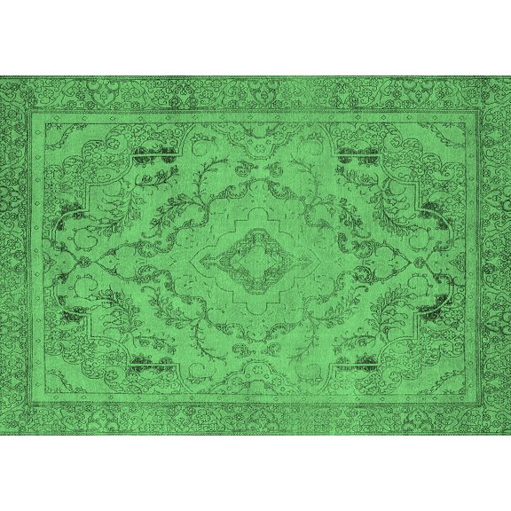 Ahgly Company Indoor Rectangle Oriental Emerald Green Industrial Area Rugs, 5' x 7'