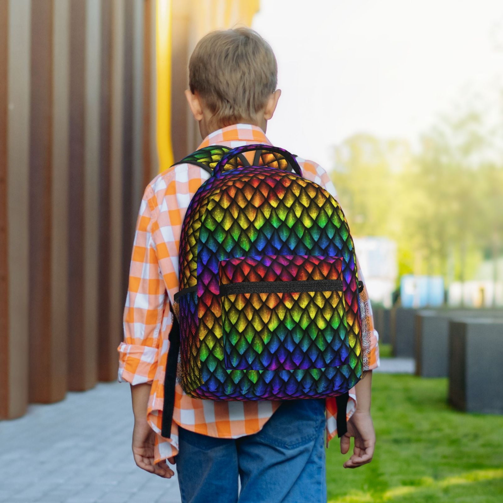 Dragon Scales Backpacks Travel Laptop Daypack School Book Bag for Men Women Teens Kids : ZzWwR Cool Rainbow Dragon Scales Large Durable Laptop