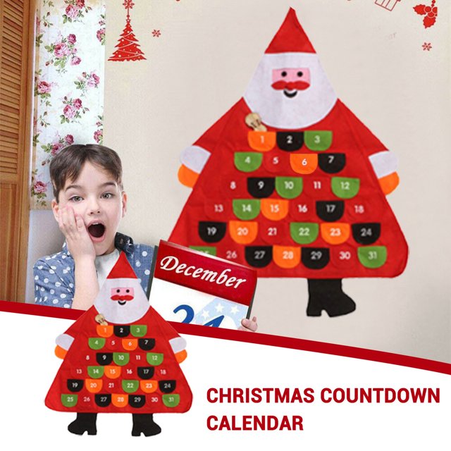 Teissuly Christmas Tree Advent Calendar, 24 Days Countdown to Christmas Felt Fabric Advent Calendar, Holiday Decoration Wall Door Hanging Decor Gift for Kids Adults Teissuly WER202310234686