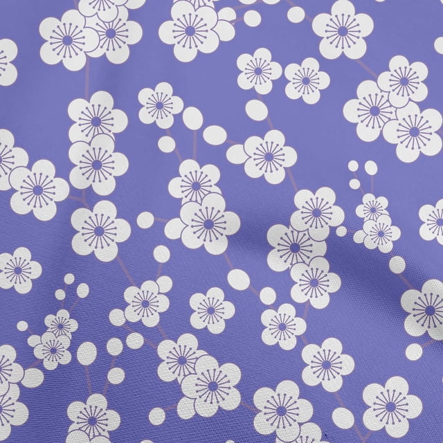oneOone Polyester Spandex Purple Fabric Asian Japanese Floral Craft Projects Decor Fabric Printed By The Yard 56 Inch Wide