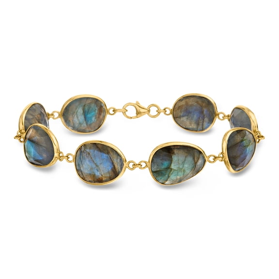 Ross-Simons Labradorite Station Bracelet in 18kt Gold Over Sterling, Women's, Adult
