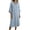 Light Blue-dress, variant on Inverlee Linen 3/4 Sleeve Dresses for Women Trendy Solid Collared V Neck Midi Dress Casual Relax Fit Summer Loose Sundress with Pockets