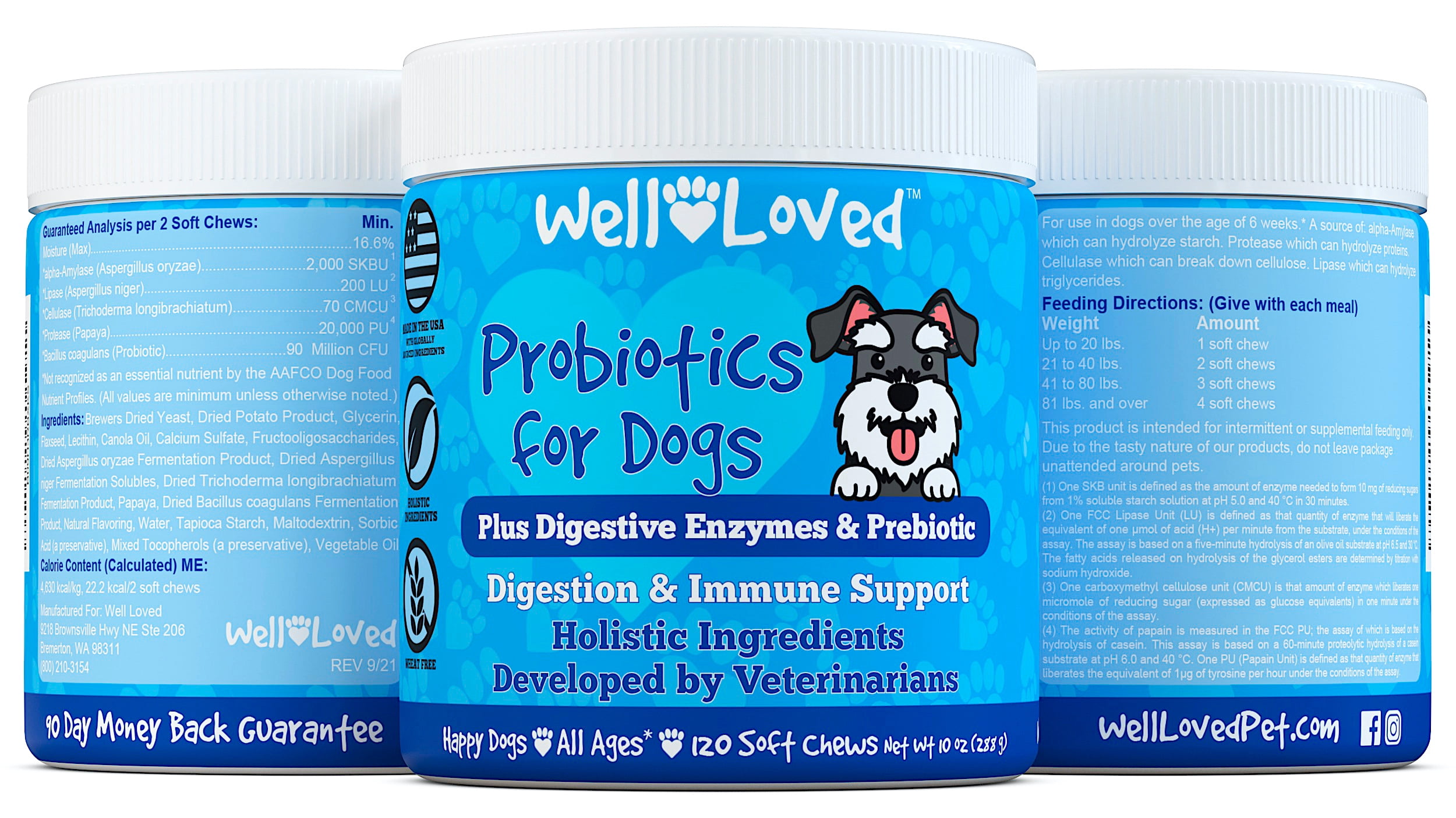 Well Loved Probiotics for Dogs Digestive Health Soft Chews, Chicken Flavor, 120 Count