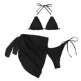 thumbnail image 6 of UTSJKR Women's 3 Piece Swimsuits Sexy Halter Triangle String Bikini Set with Beach Skirt Cheeky High Waisted Bathing Suit Black S, 6 of 6