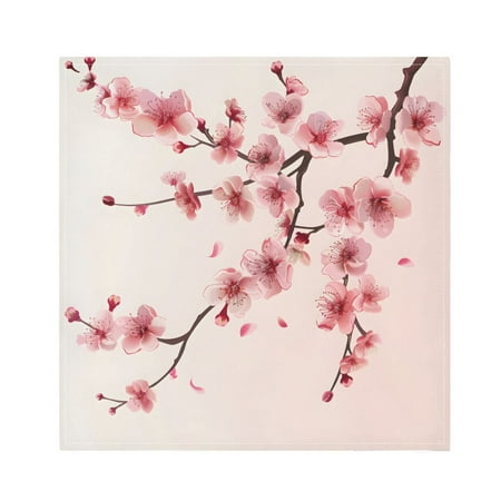 

JSTEL Cherry Blossom Pink Flower Cloth Napkins Set of 1 20x20 Inch Washable and Reusable Napkin for Decoupage Dinner Party Everyday Use