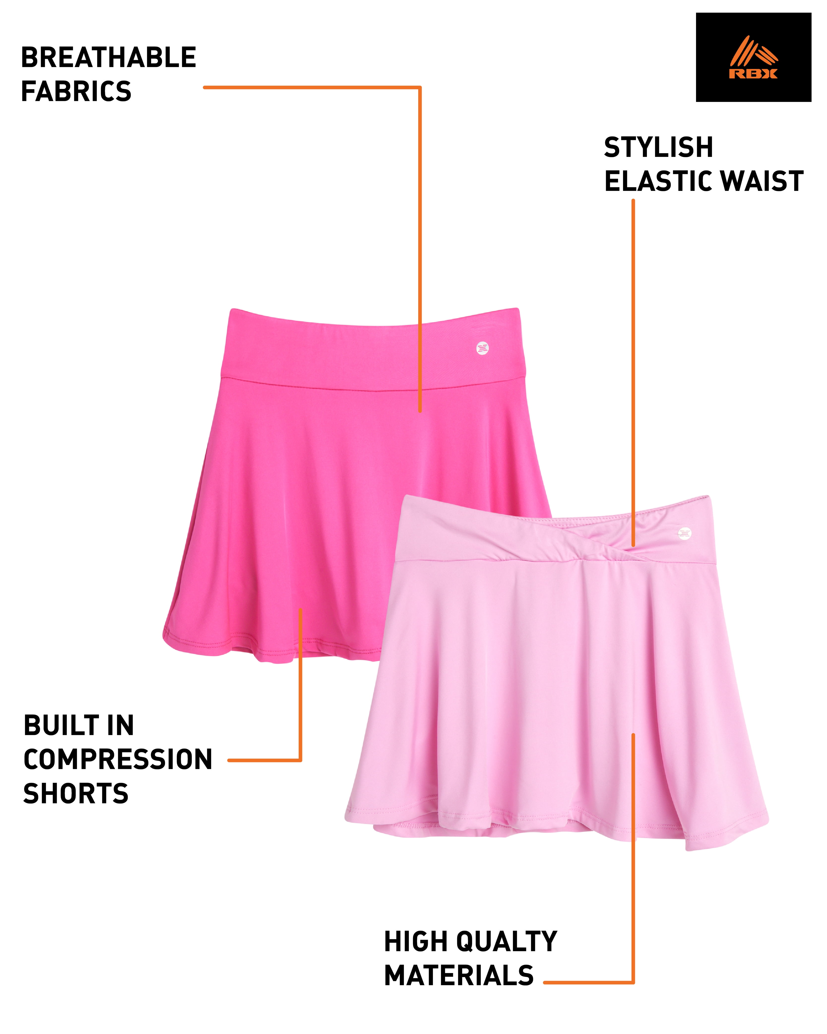 RBX Girls' Active Skirt Pack Pleated Athletic Performance