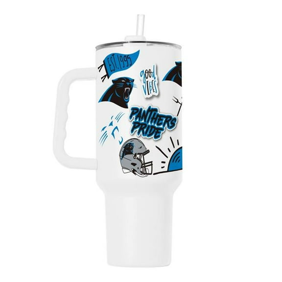 Logo Brands 605-S40PT-63 40 oz NFL Carolina University Panthers Native Powder Coat Tumbler