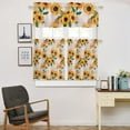 thumbnail image 5 of 3 Piece Curtains Tiers and Valances Set, Sunflower Yellow Floral Retro Newspaper Background Farm Flower Oil Oainting Art Rod Pocket Short Window Treatment Curtains Panel and Valance for Kitchen, 5 of 6