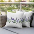 thumbnail image 4 of Spring Pastoral Floral Pillow Covers 2 Pack Watercolor Purple Flowers Pillowcase Waterproof Outdoor Throw Pillow Cover for Patio Garden Square Cushion 24”x24”, 4 of 9