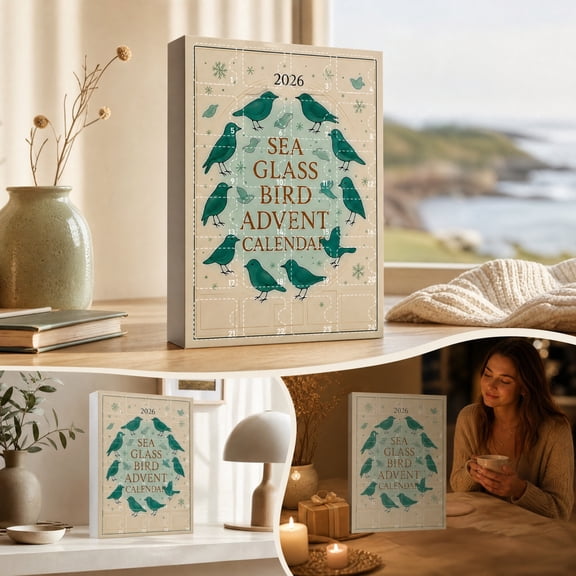 2026 Sea Glass Bird Advent Calendar, Christmas Countdown Calendar With 24 Acrylic Bird Ornaments, Holiday Gift Box Set For Family Friends Xmas Tree Hanging Decor