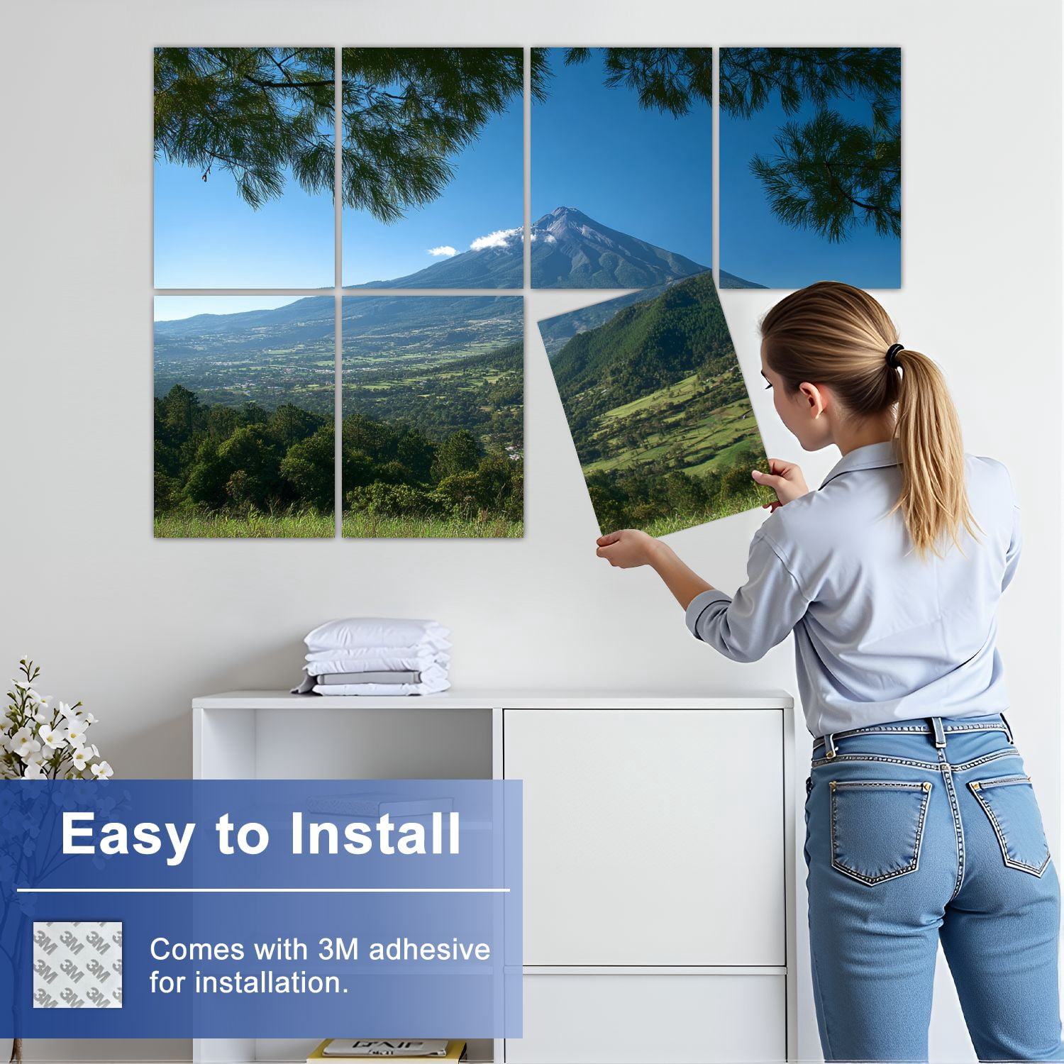 Forest 8 Pack Art Acoustic Panels Sound Absorbing San Volcano America Decorative Soundproof Wall Panels Self Adhesive for Nursery Game Room Bedroom 48"x32"