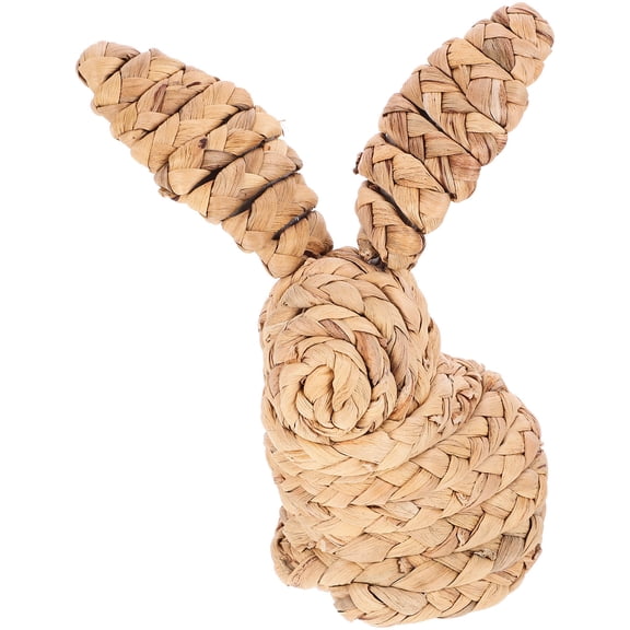 1Pack Khaki Straw Woven Easter Bunny Figurine for Home Decoration Spring Celebration