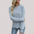 thumbnail image 5 of UTSJKR Women's Fall Hooded Sweaters Classic Solid Hooded Neck Pullover Tops Ribbed Knit Slim Fit Jumper Blouses Drop Shoulder Long Sleeve Sweaters 2024 Fashion Clothing Gray S, 5 of 6