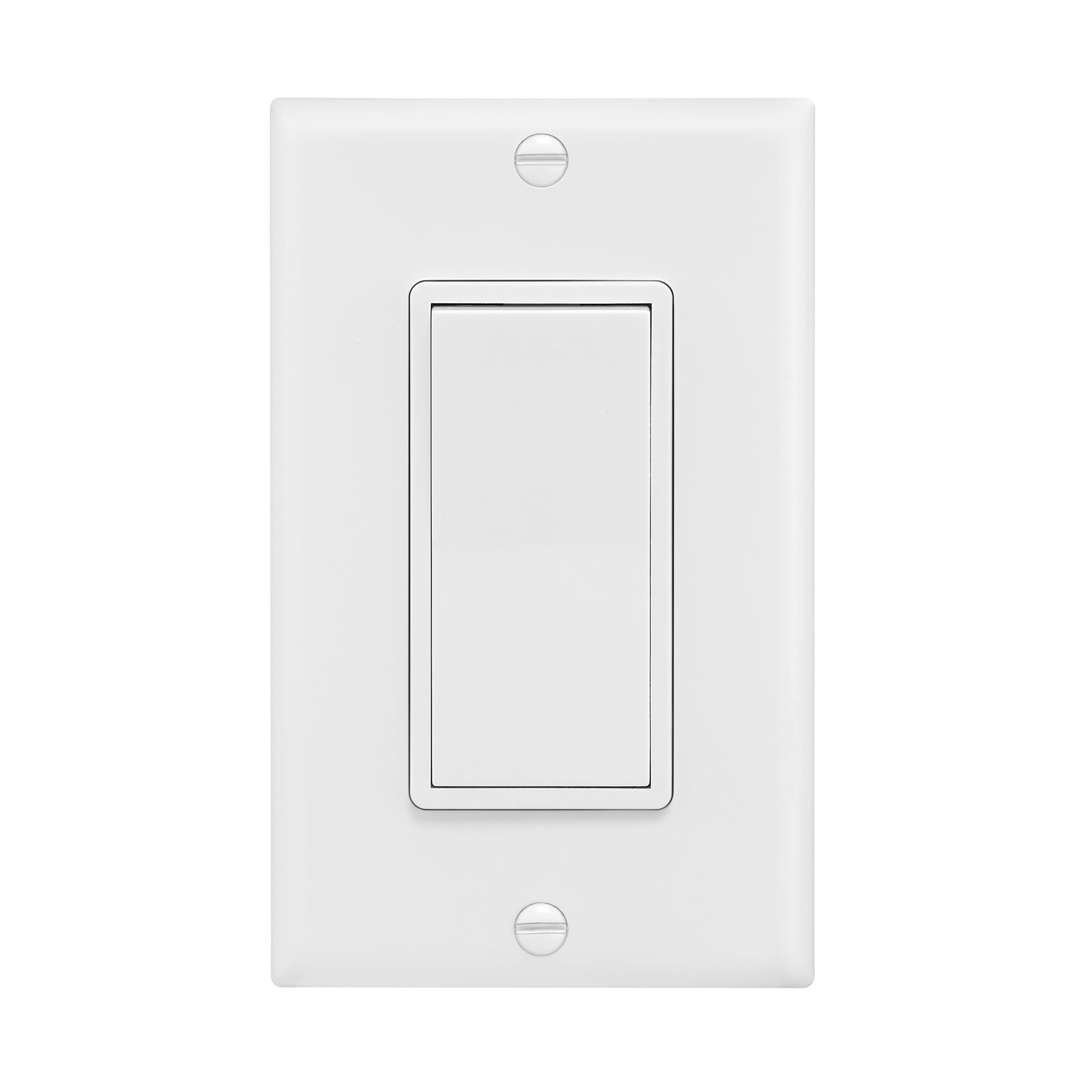 Maxxima 4-Way / Single Pole Decorative Wall Light Switch 15A On/Off Soft Touch Rocker Light, Paddle Wall Switch Replacement, Perfect for Household Lighting, Wall Plates Included - 4 Pack