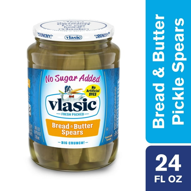 Vlasic Bread & Butter Pickle Spears, No Sugar Added, 24 Oz Jar
