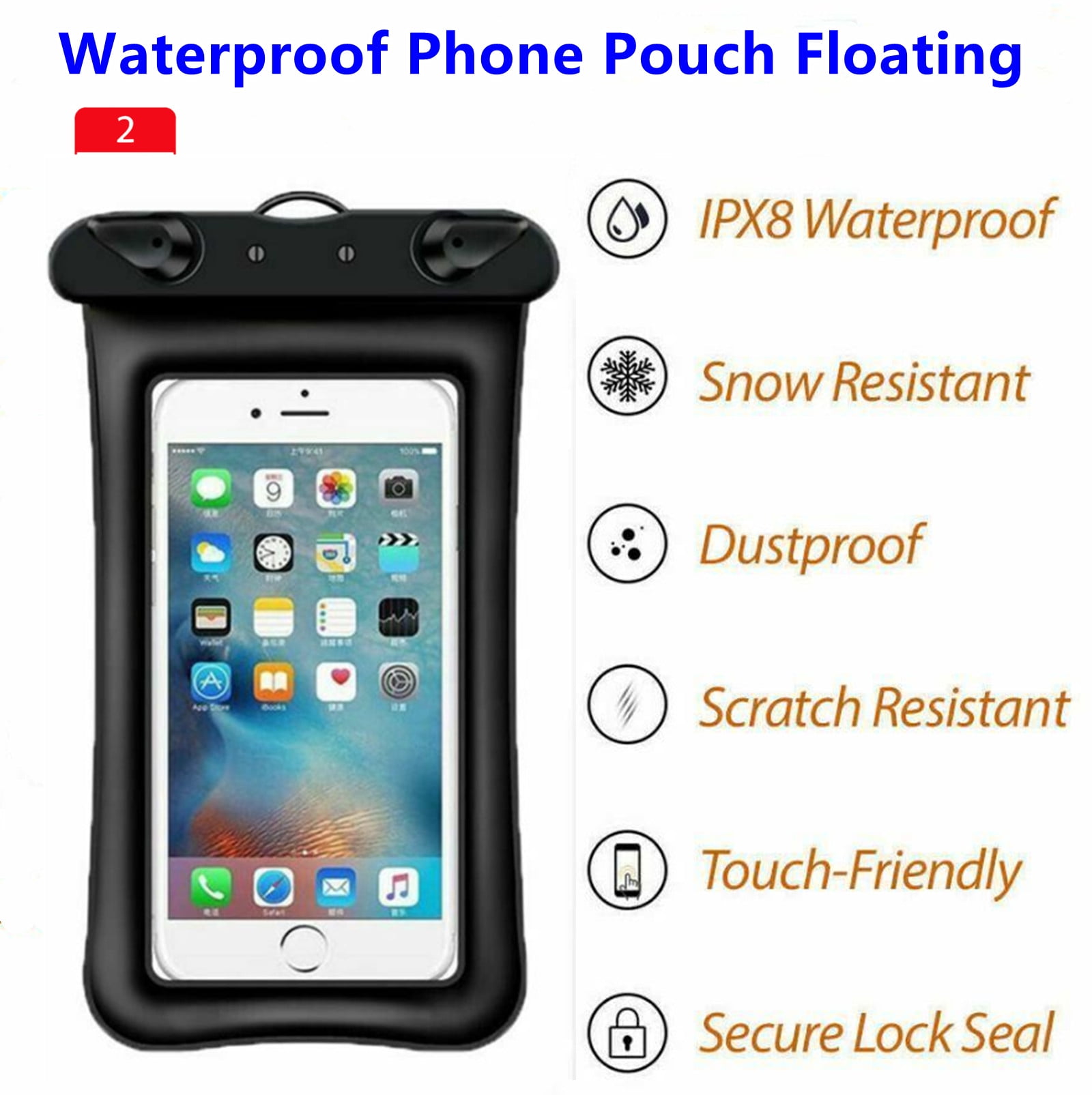 2 Pack Waterproof Floating Cell Phone Pouch Dry Bag Case Cover For Phone Samsung 