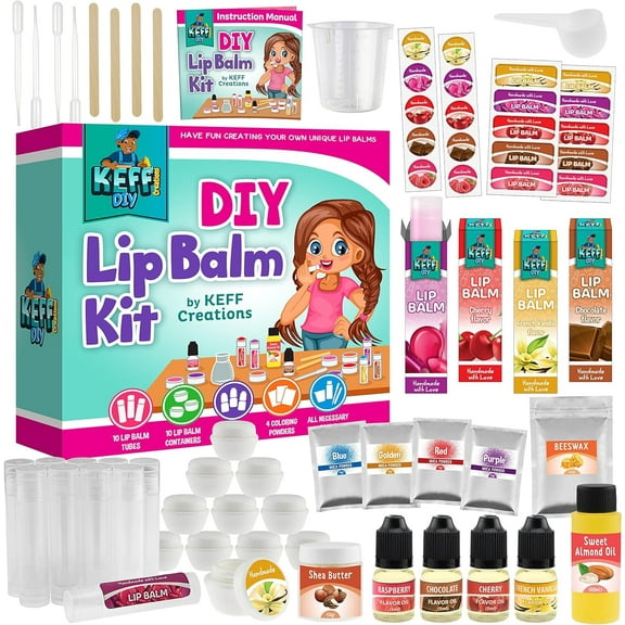 KEFF Lip Balm Making Kit – DIY Make Your Own Lip Gloss for Kids, Girls & Teenagers