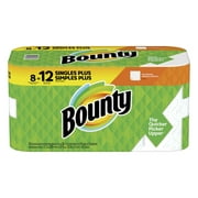 Angle View: Bounty Paper Towels, White, 8 Giant Rolls =12 Regular Rolls