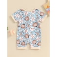 thumbnail image 4 of Suealasg Infant Newborn Boys Girls Jumpsuits Short Sleeve Baseball Print Zip Up Romper Pants 3M 6M 12M 18M Baby Boys Girls Summer Sport Style Clothes, 4 of 9