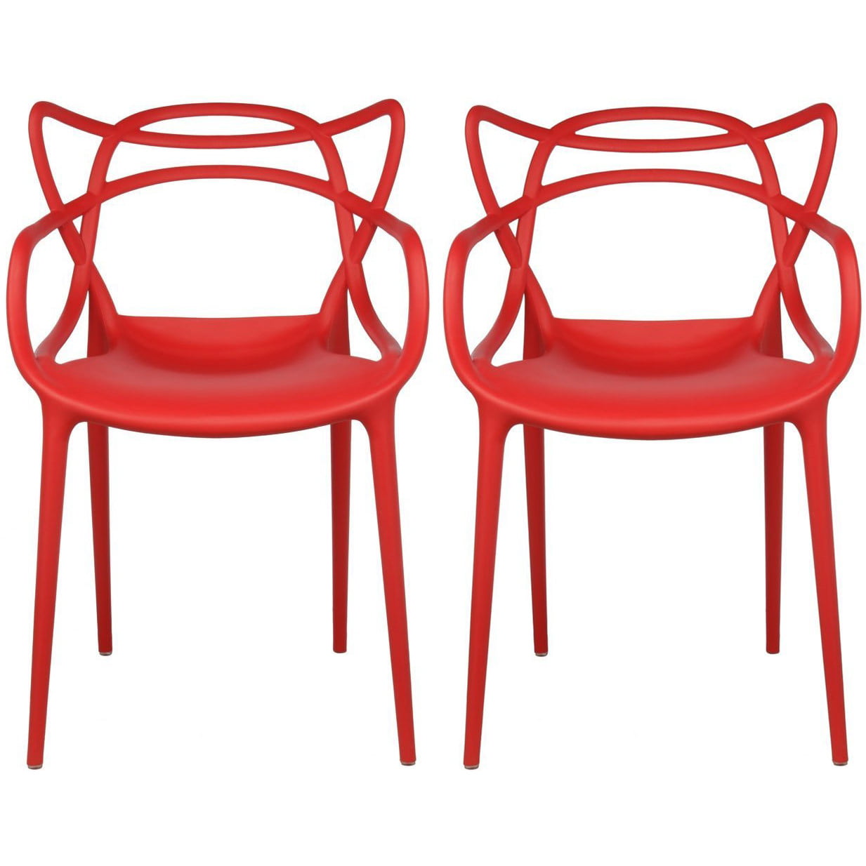 2xhome Set of 2 Red Stackable Contemporary Modern Designer